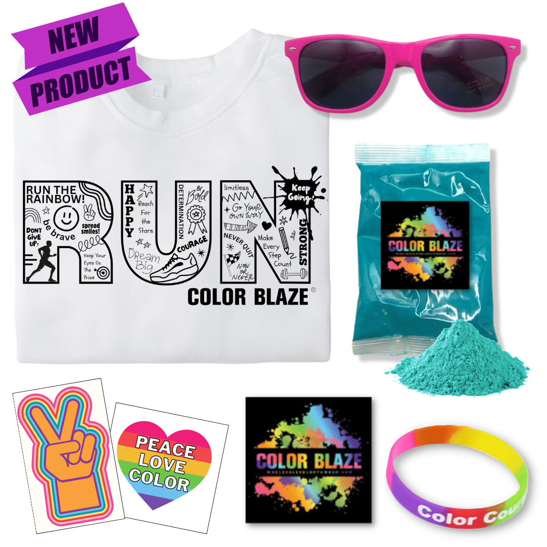 Could you provide the available sizes for the RUN the Rainbow T-shirt?